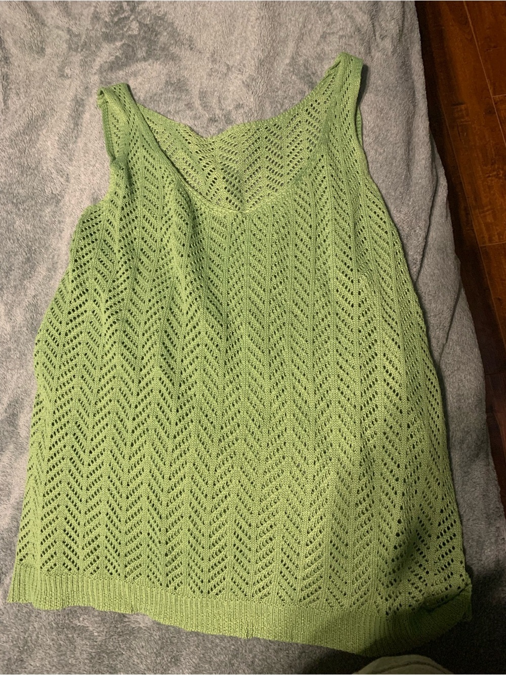 Light Green Openwork Knit Tank